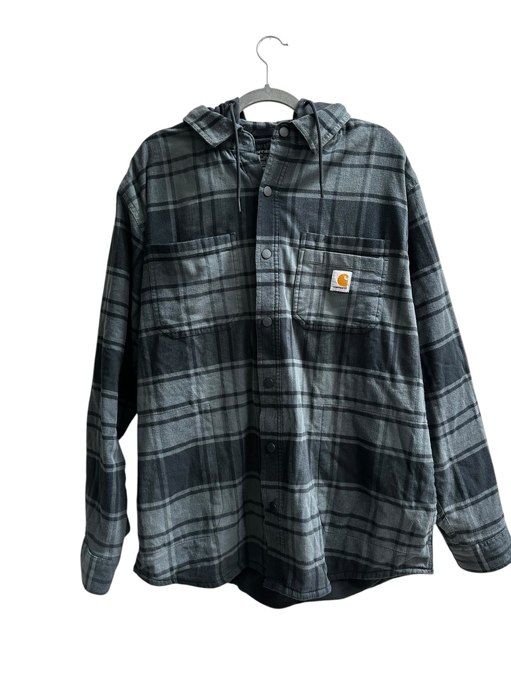Carhartt Black Hooded Relaxed Fit Jacket with Logo Tag